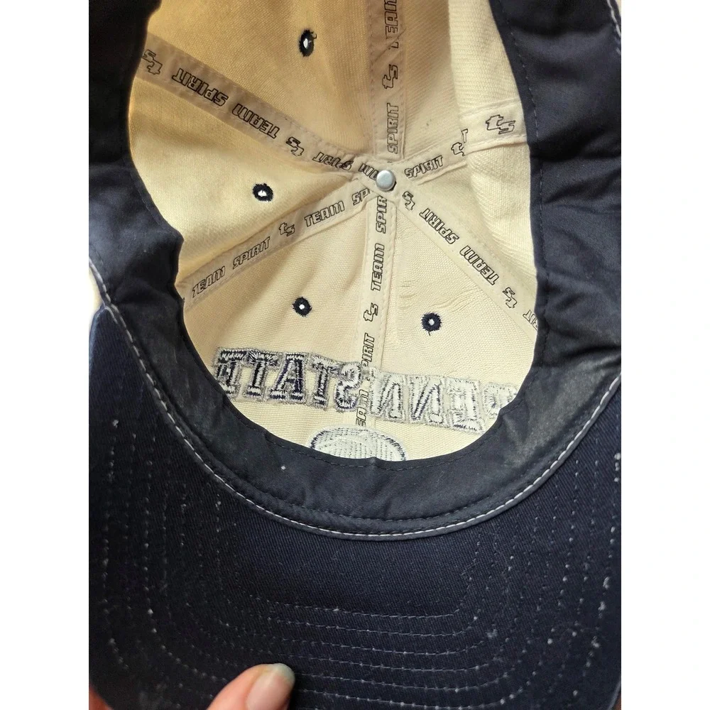 Penn State Nittany Lions Fitted Hat Team Spirit Cream Navy Blue Size 7 1/4 Hat‎